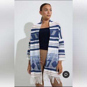 Nic+Zoe Rolling Clouds Blue Open Front Cardigan Sweater Size L Southwestern Boho